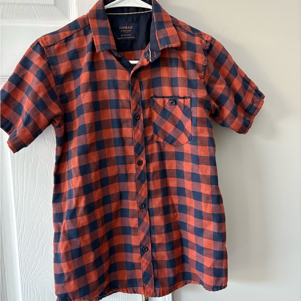 Nomad boys  Casual Red and Blue Plaid Shirt.